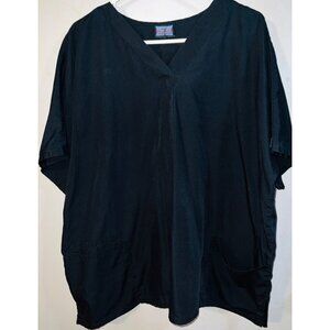 Authentic Cherokee Scrub Top Workwear Womens Medical Black w/Pockets Size 3X